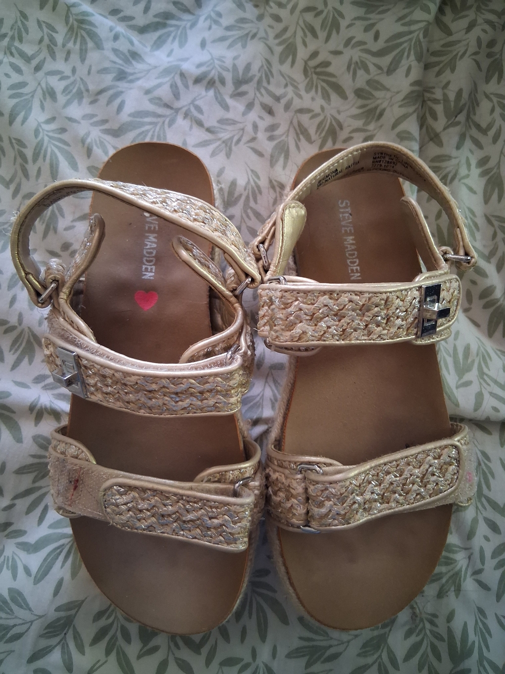Steve Madden Girls Size 3 Braided Gold-Tone Strappy Sandals